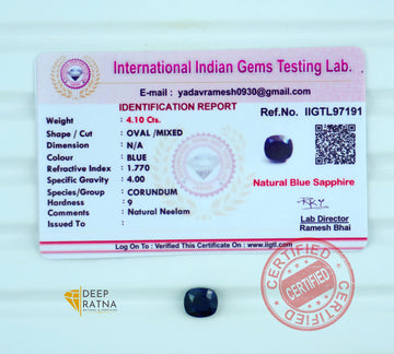 Blue Sapphire 4.10 Carat (Thailand) Prime
