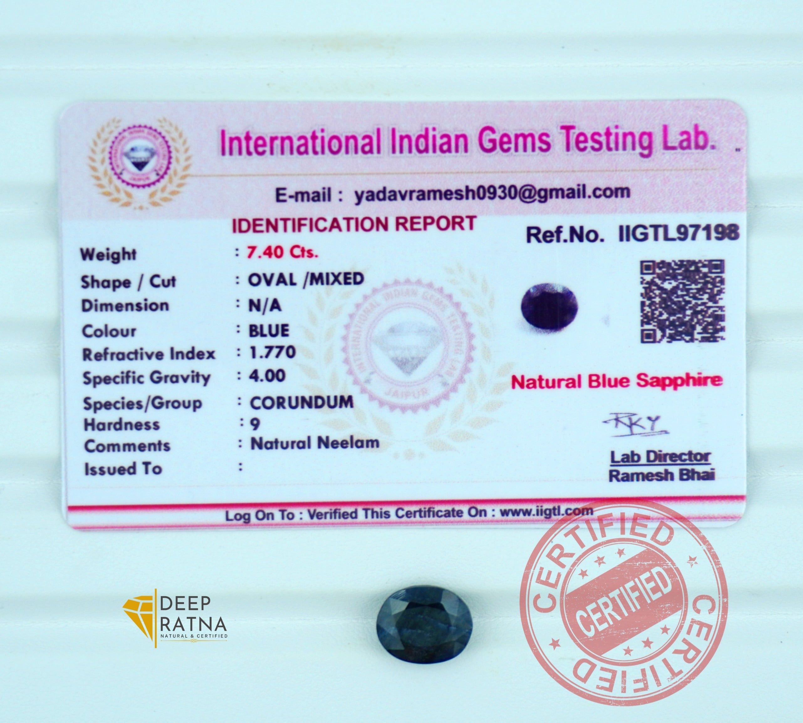 Blue Sapphire 7.40 Carat (Thailand) Prime