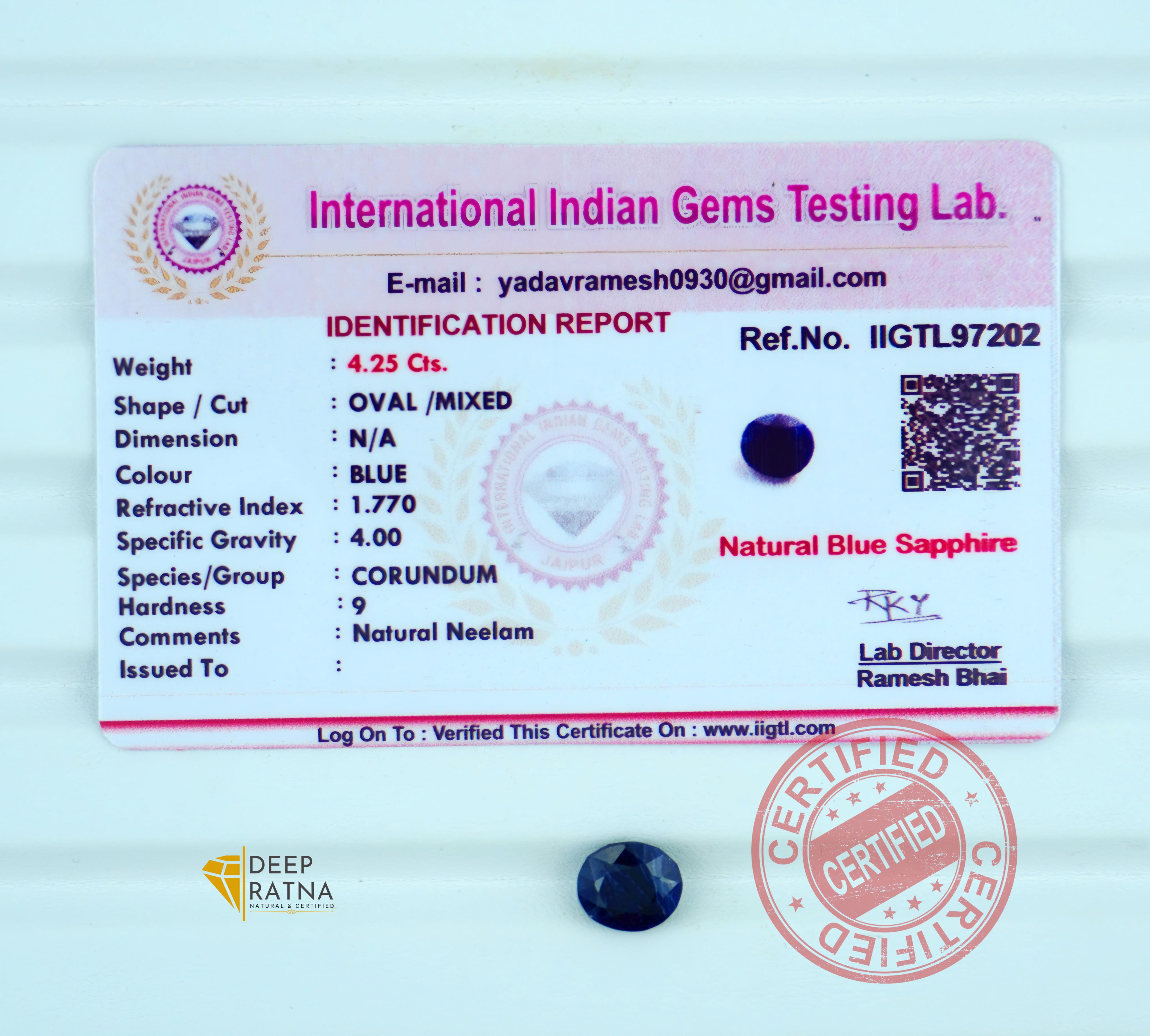 Blue Sapphire 4.25 Carat (Thailand) premium