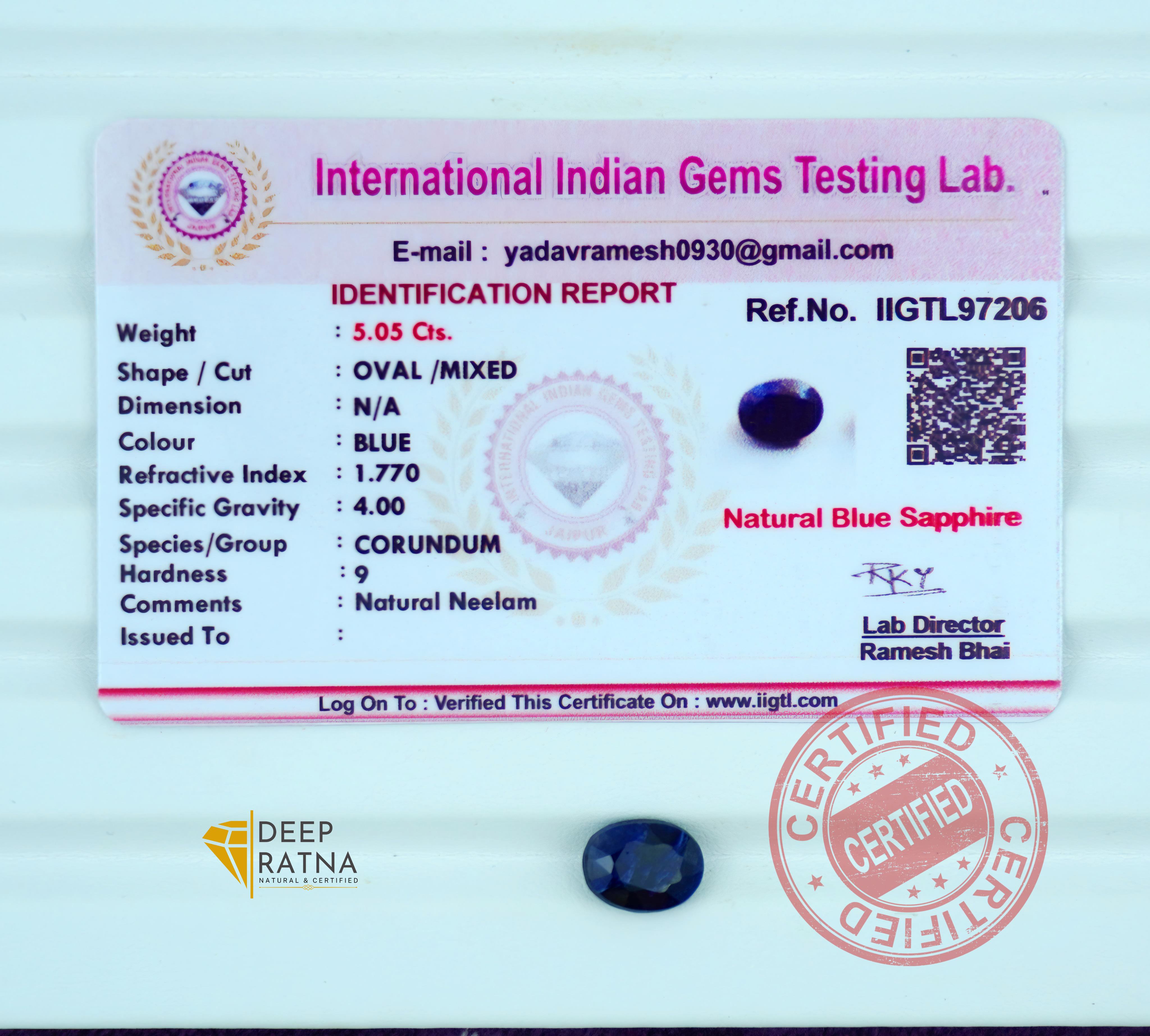 Blue Sapphire 5.05 Carat (Thailand) premium