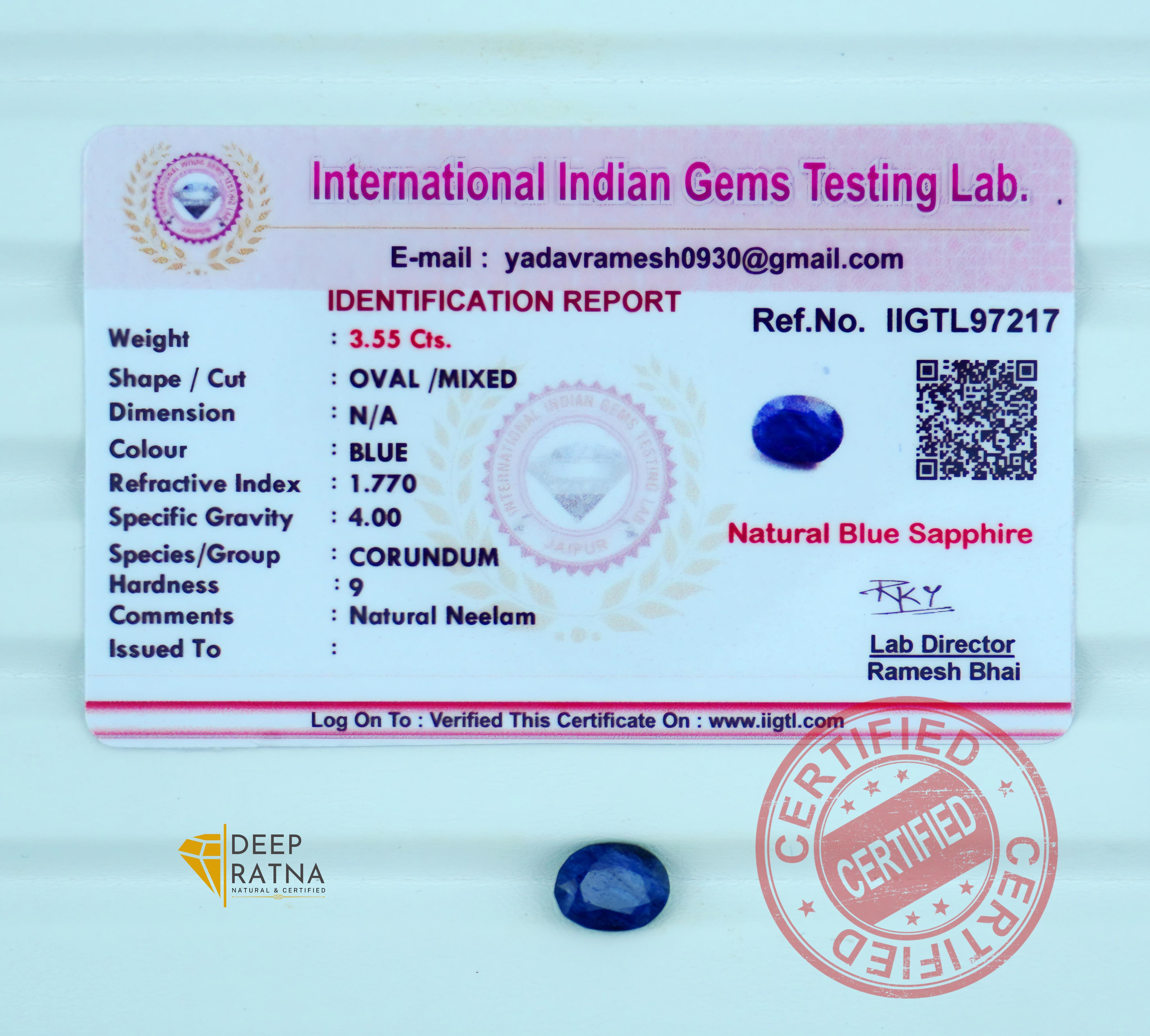 Blue Sapphire 3.55 Carat (Thailand) premium