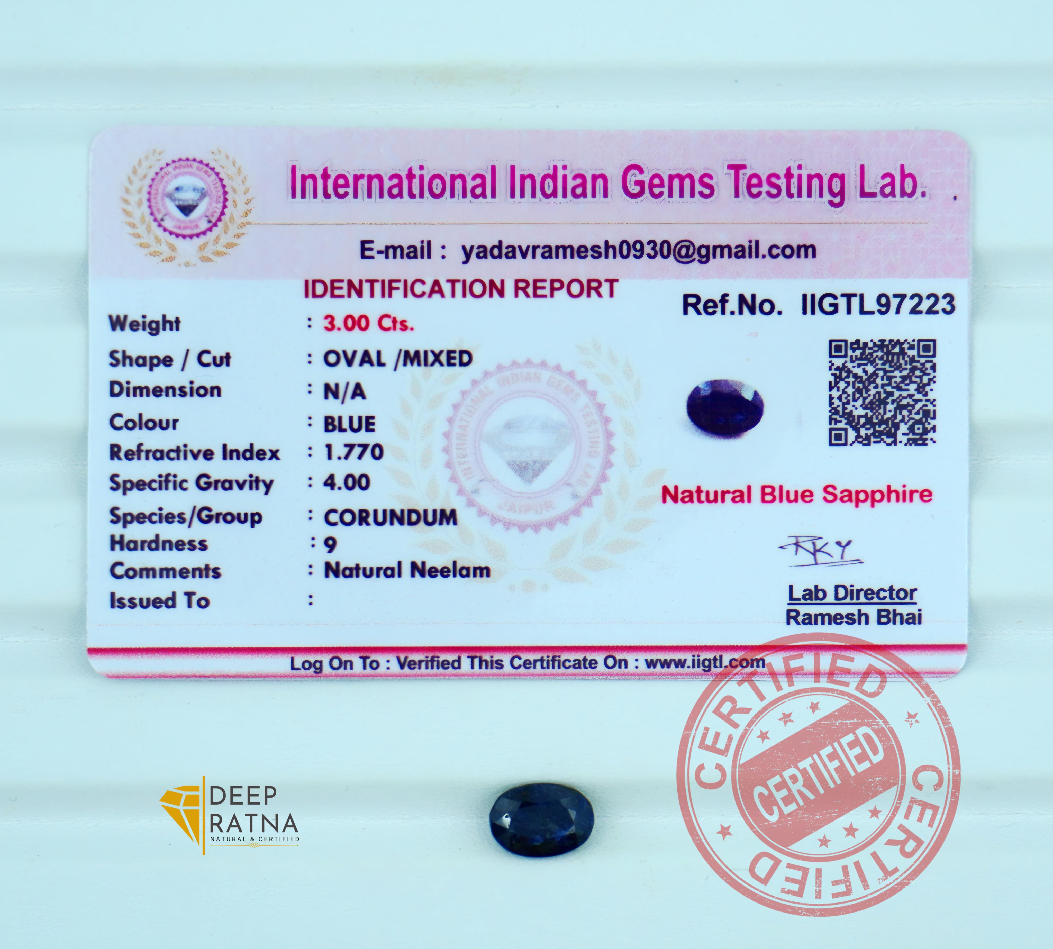 Blue Sapphire 3 Carat (Thailand) premium