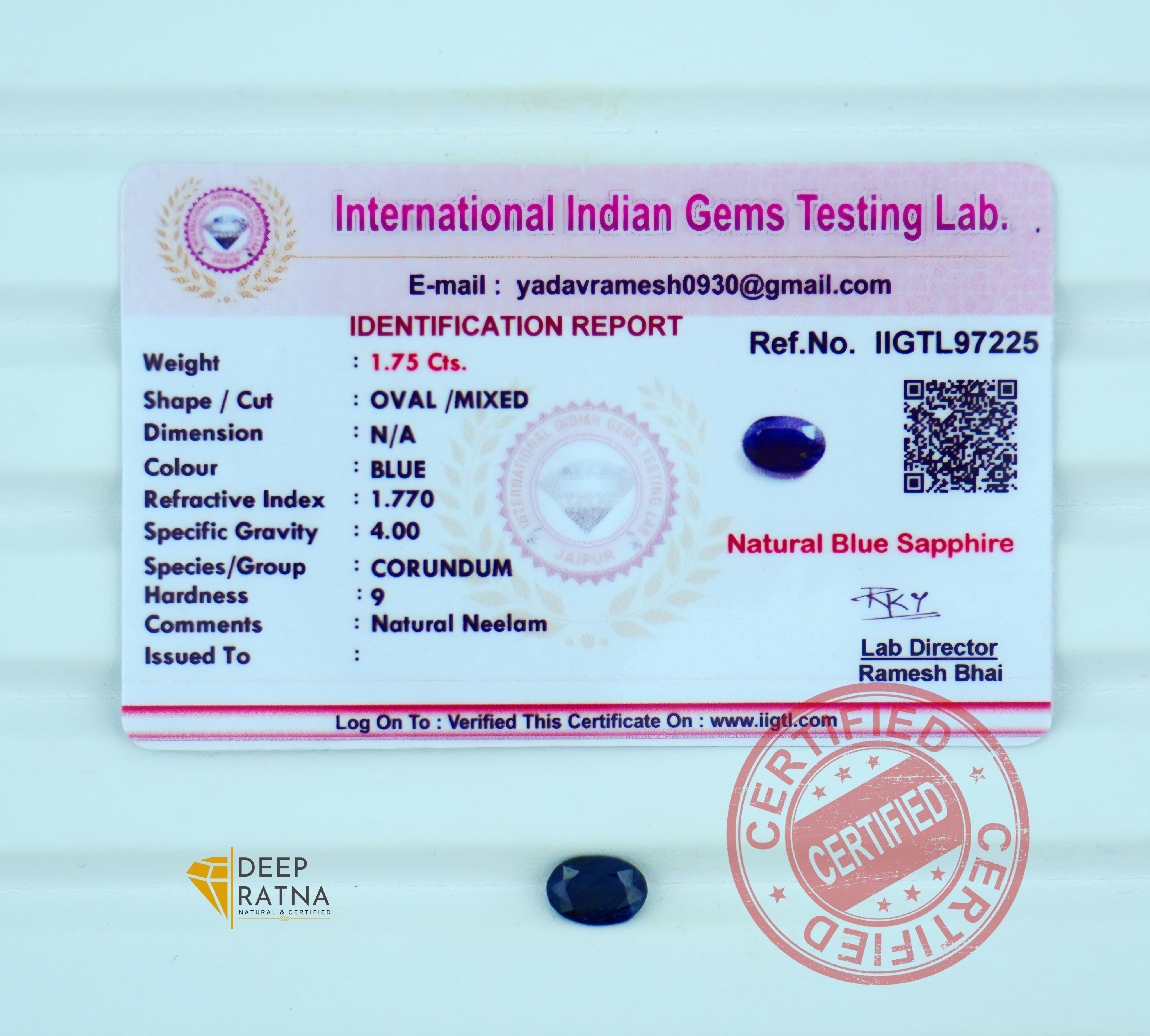 Blue Sapphire 1.75 Carat (Thailand) premium