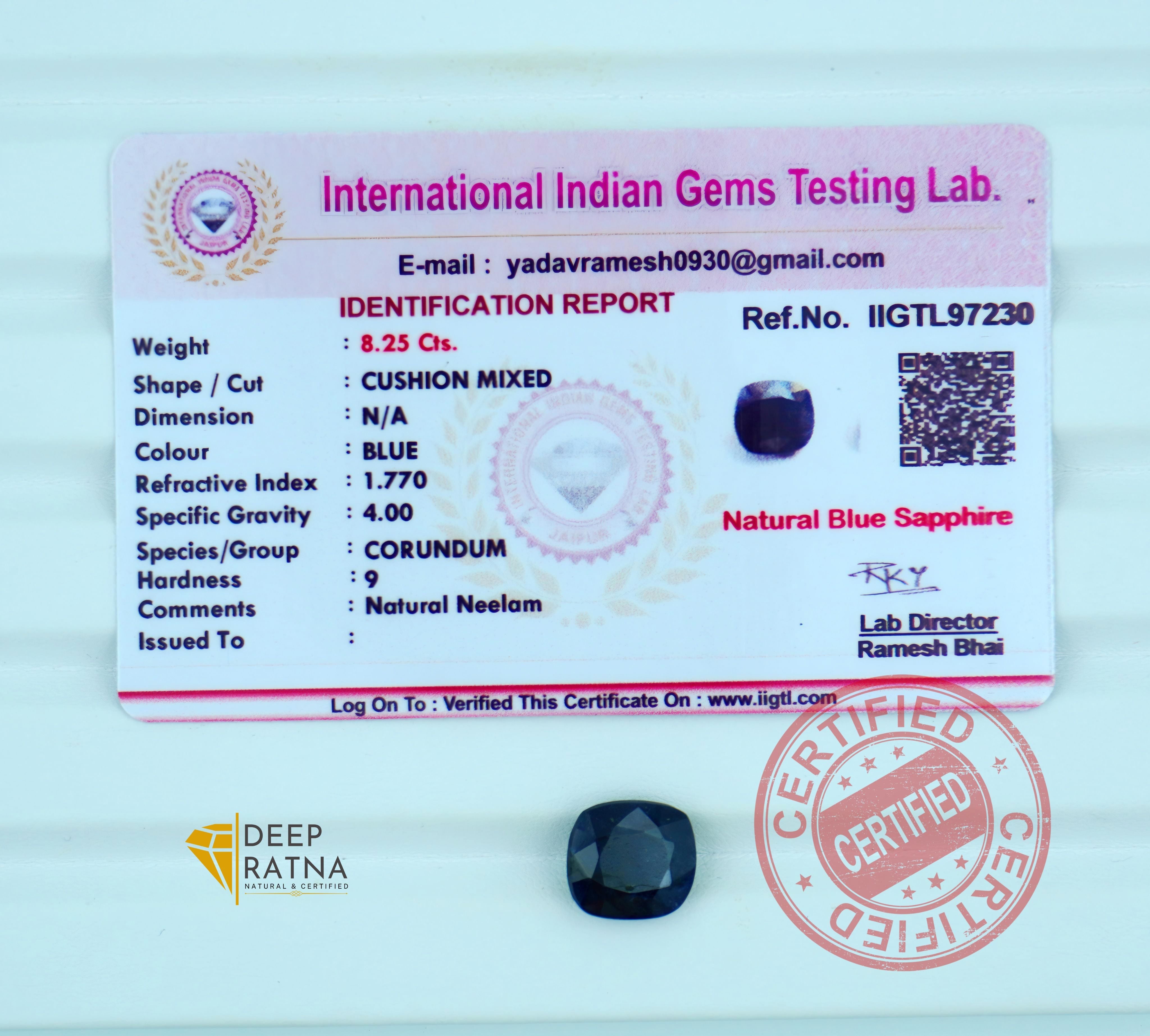 Blue Sapphire 8.25 Carat (Thailand) Prime