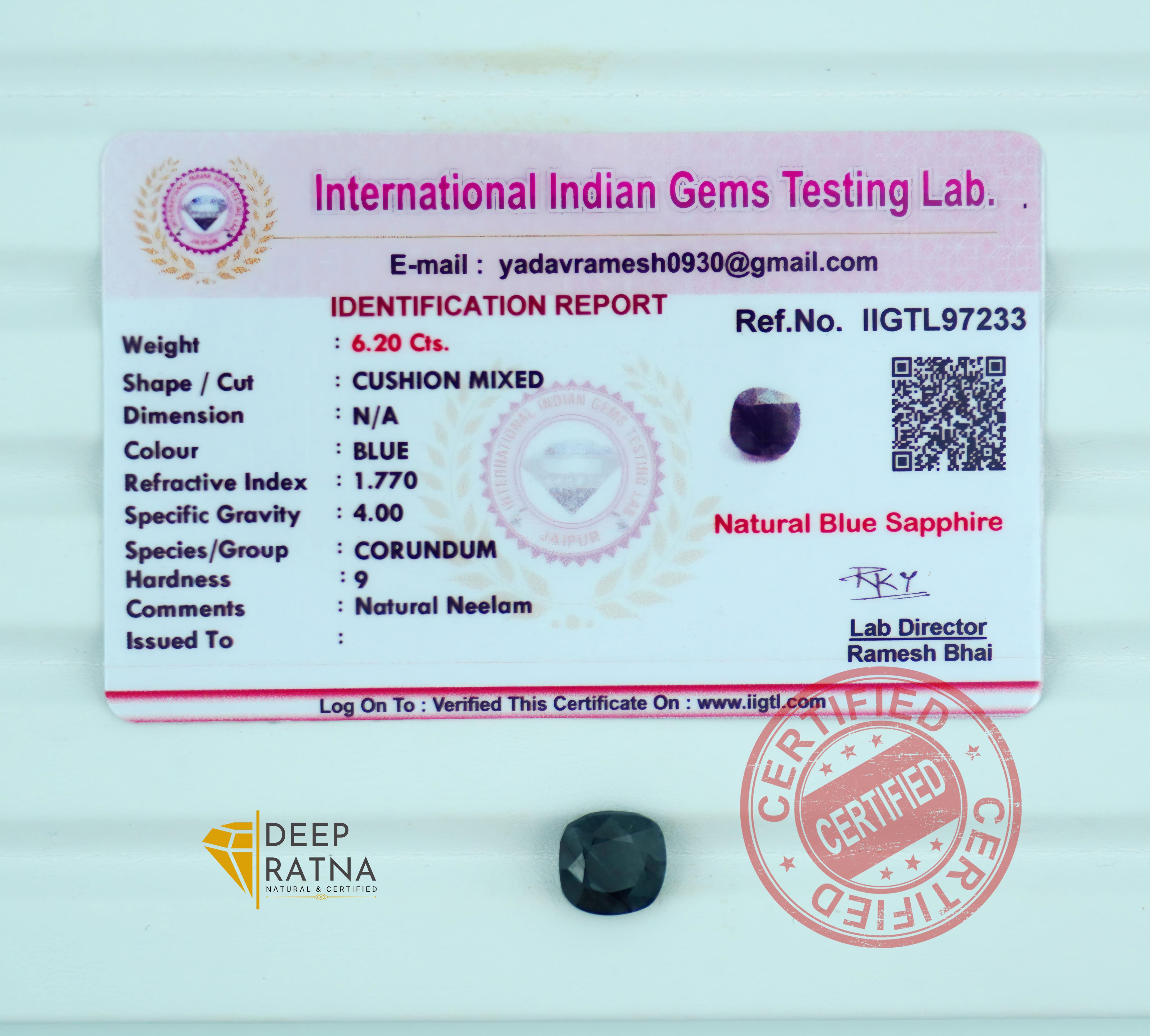 Blue Sapphire 6.20 Carat (Thailand) Prime