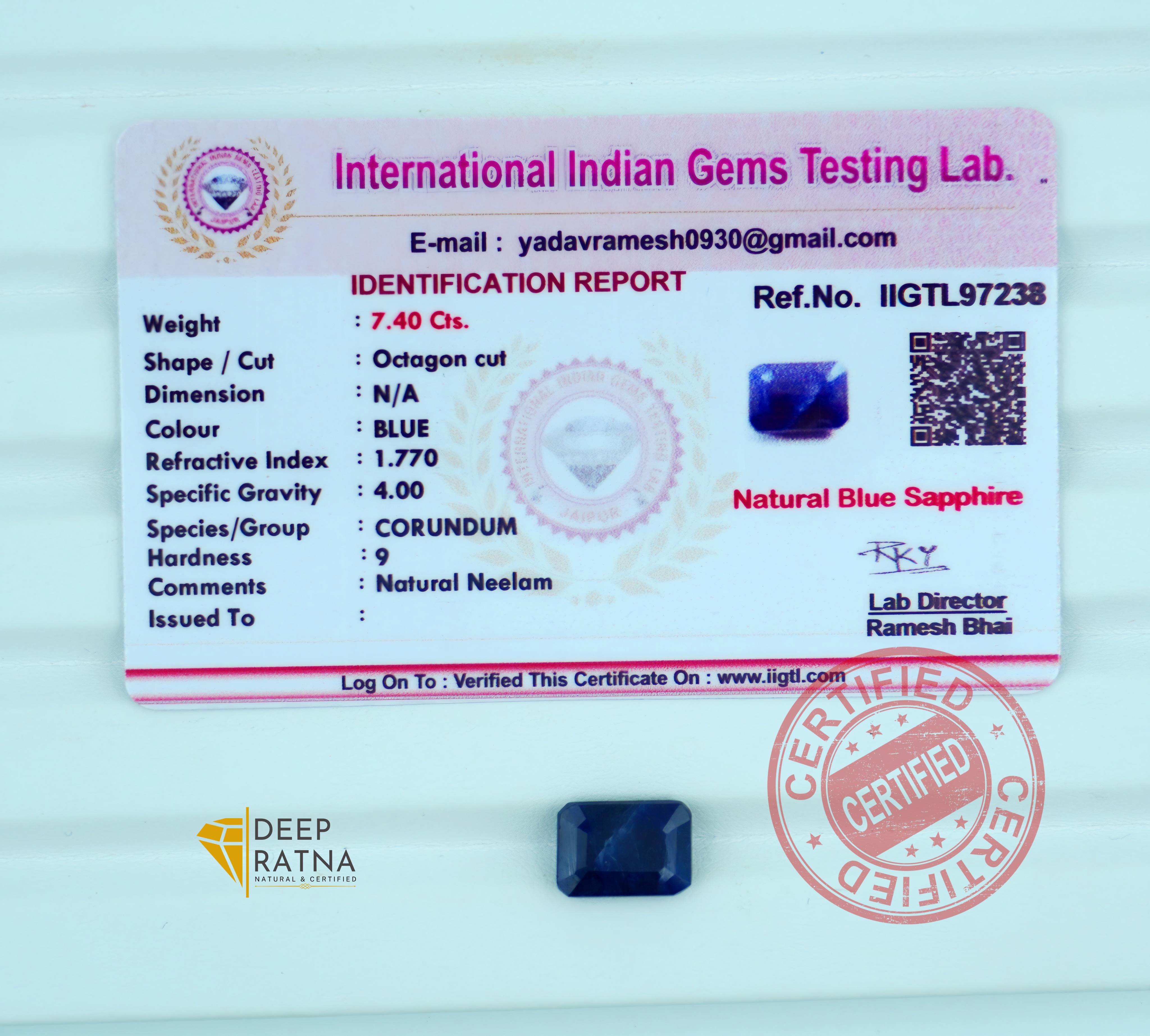 Blue Sapphire 7.40 Carat (Thailand) premium