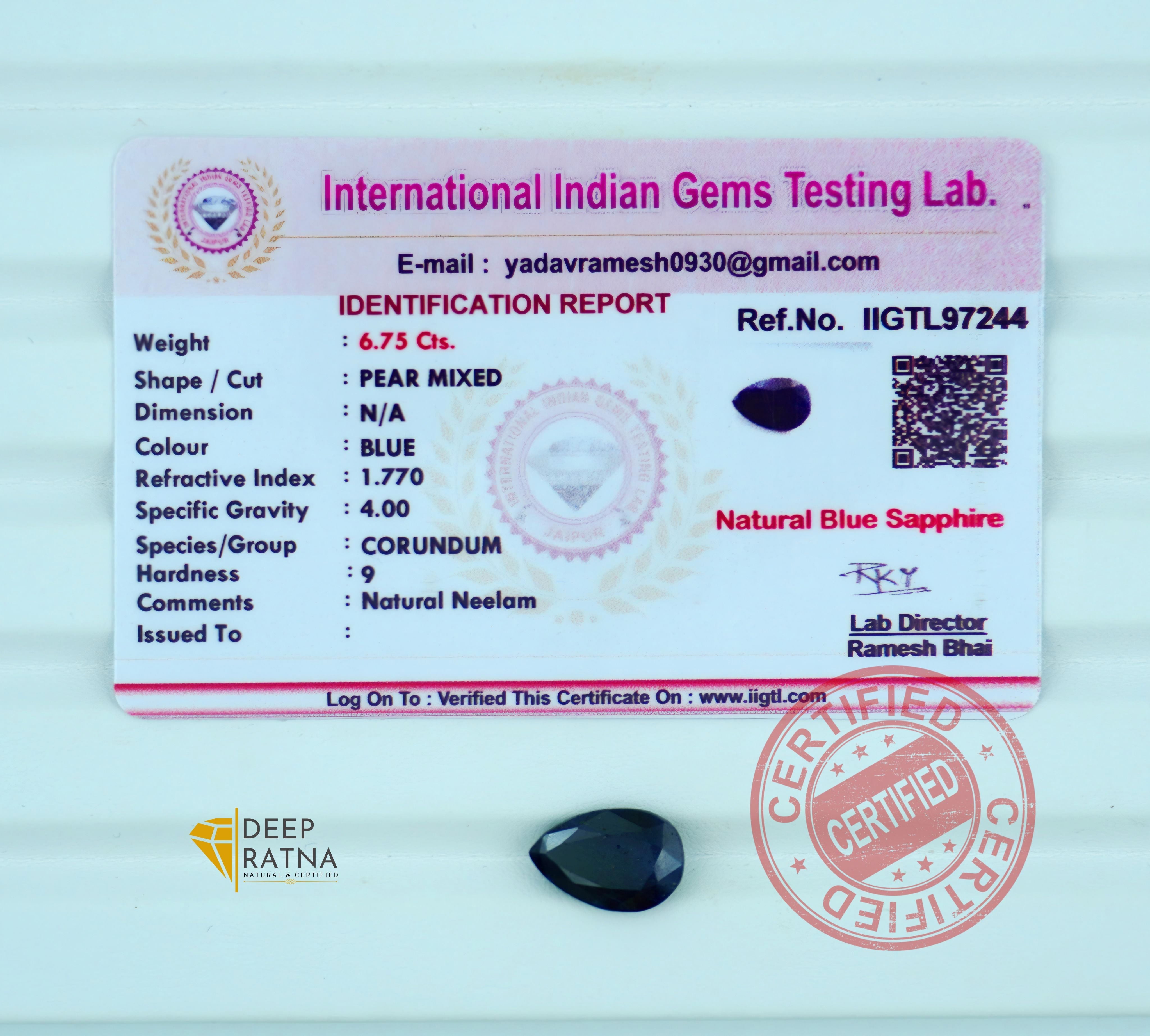 Blue Sapphire 6.75 Carat (Thailand) Prime