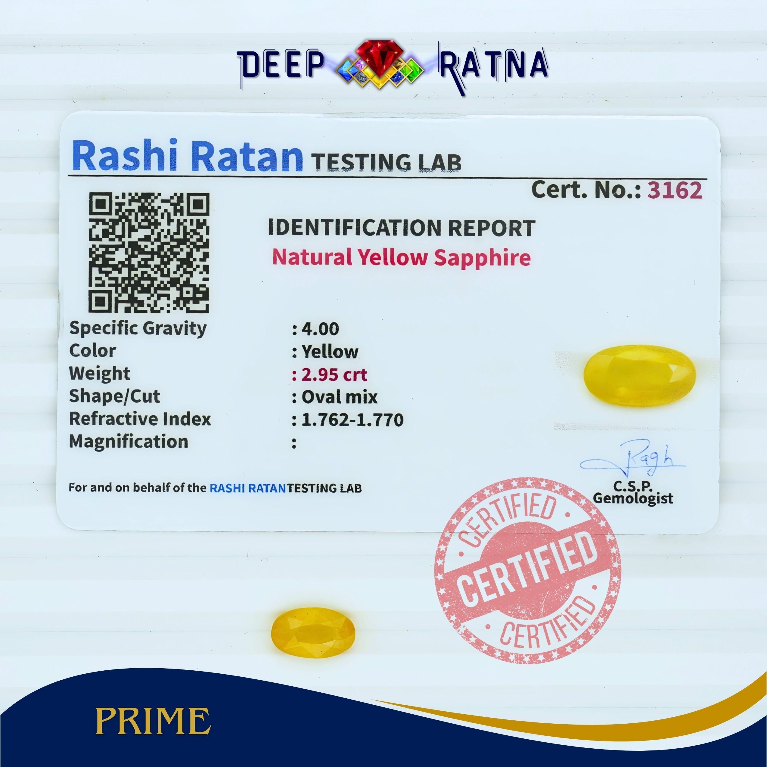 Yellow Sapphire 2.95 Carat (Thailand)