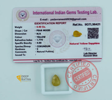 Yellow Sapphire 4.40 Carat (4.84 Ratti) Thailand Elite