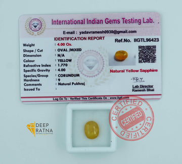 Yellow Sapphire 4 Carat (4.40 Ratti) Thailand Elite