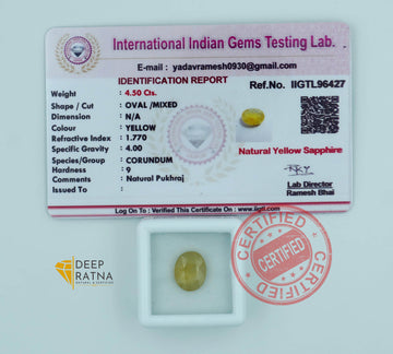 Yellow Sapphire 4.50 Carat (4.95 Ratti) Thailand Elite