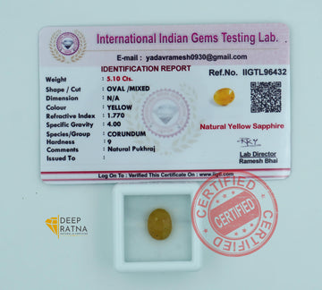 Yellow Sapphire 5.10 Carat (5.61 Ratti) Thailand Elite