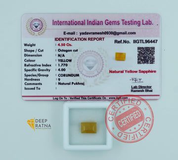 Yellow Sapphire 4.50 Carat (4.96 Ratti) Thailand Elite