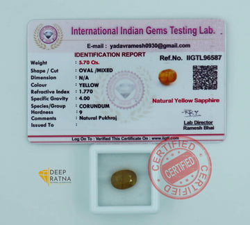 Yellow Sapphire 5.70 Carat (6.27 Ratti) Thailand Prime