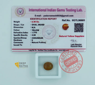 Yellow Sapphire 6.30 Carat (6.93 Ratti) Thailand Prime