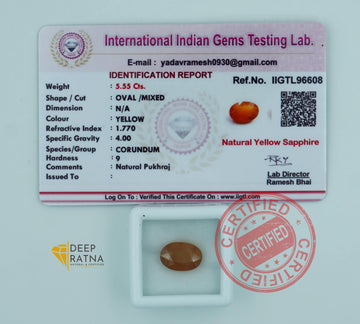 Yellow Sapphire 5.55 Carat (6.10 Ratti) Thailand Prime