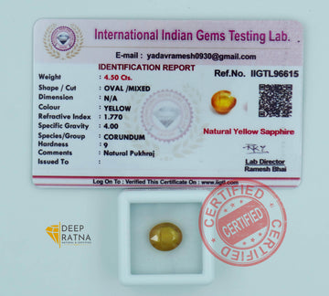Yellow Sapphire 4.50 Carat (4.94 Ratti) Thailand Elite