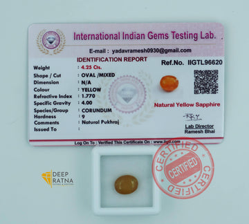 Yellow Sapphire 4.25 Carat (4.67 Ratti) Thailand Prime