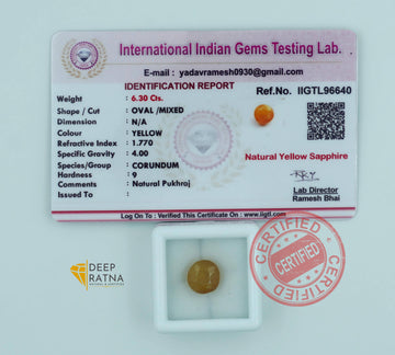 Yellow Sapphire 6.30 Carat (6.93 Ratti) Thailand Premium