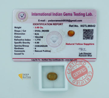 Yellow Sapphire 5 Carat (5.50 Ratti) Thailand Premium