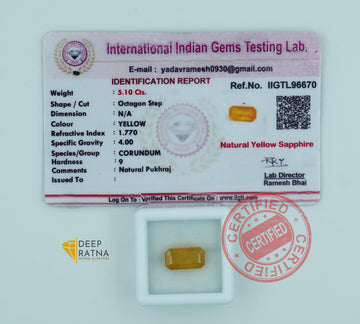 Yellow Sapphire 5.10 Carat (5.62 Ratti) Thailand Elite