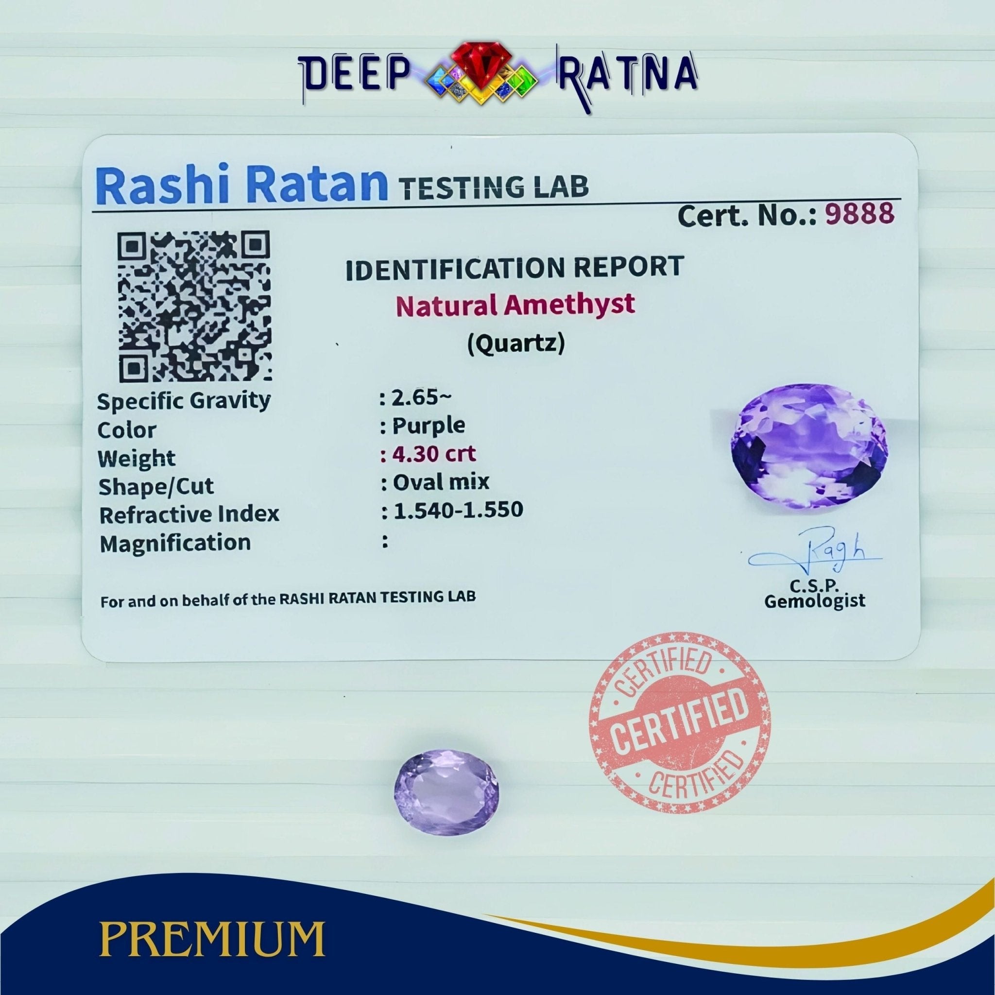 Amethyst 4.30 Carat (Brazil) - Deep Ratna