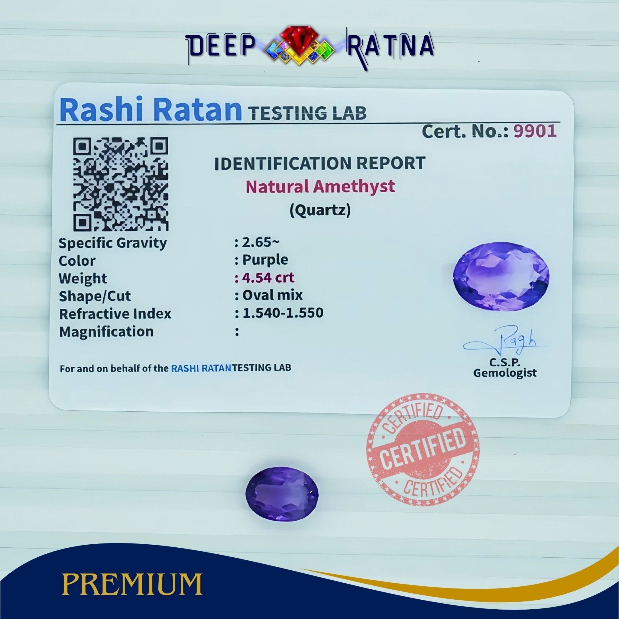 Amethyst 4.54 Carat (Brazil) - Deep Ratna