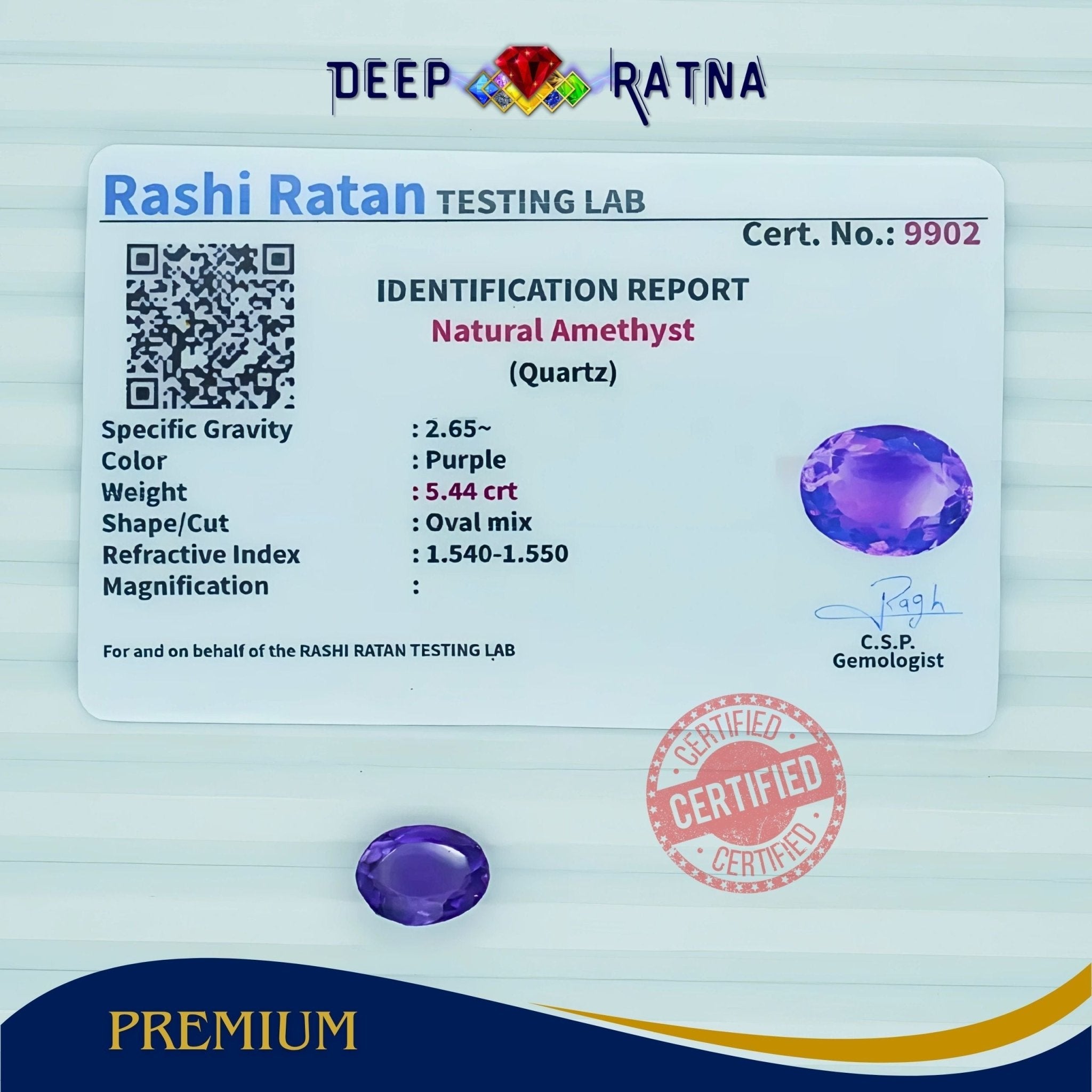 Amethyst 5.44 Carat (Brazil) - Deep Ratna