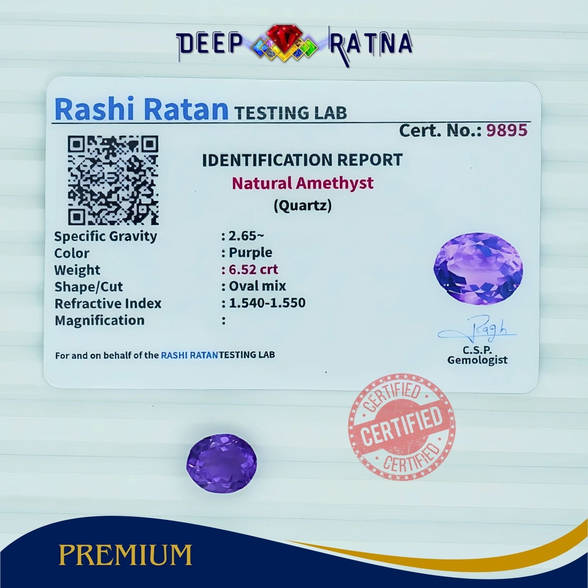 Amethyst 6.52 Carat (Brazil) - Deep Ratna