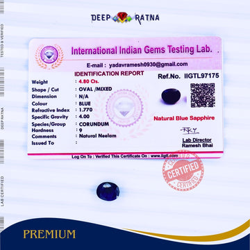 Blue Sapphire 4.80 Carat (Thailand) - Deep Ratna