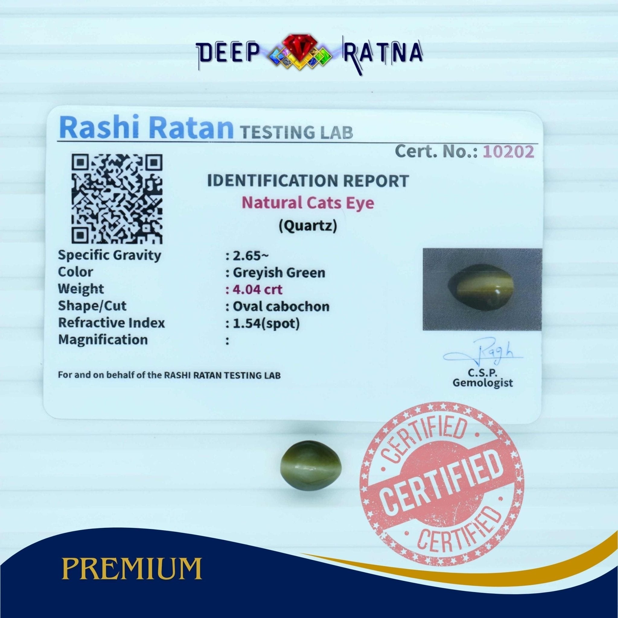 Cats Eye 4.04 Carat (Indian) - Deep Ratna