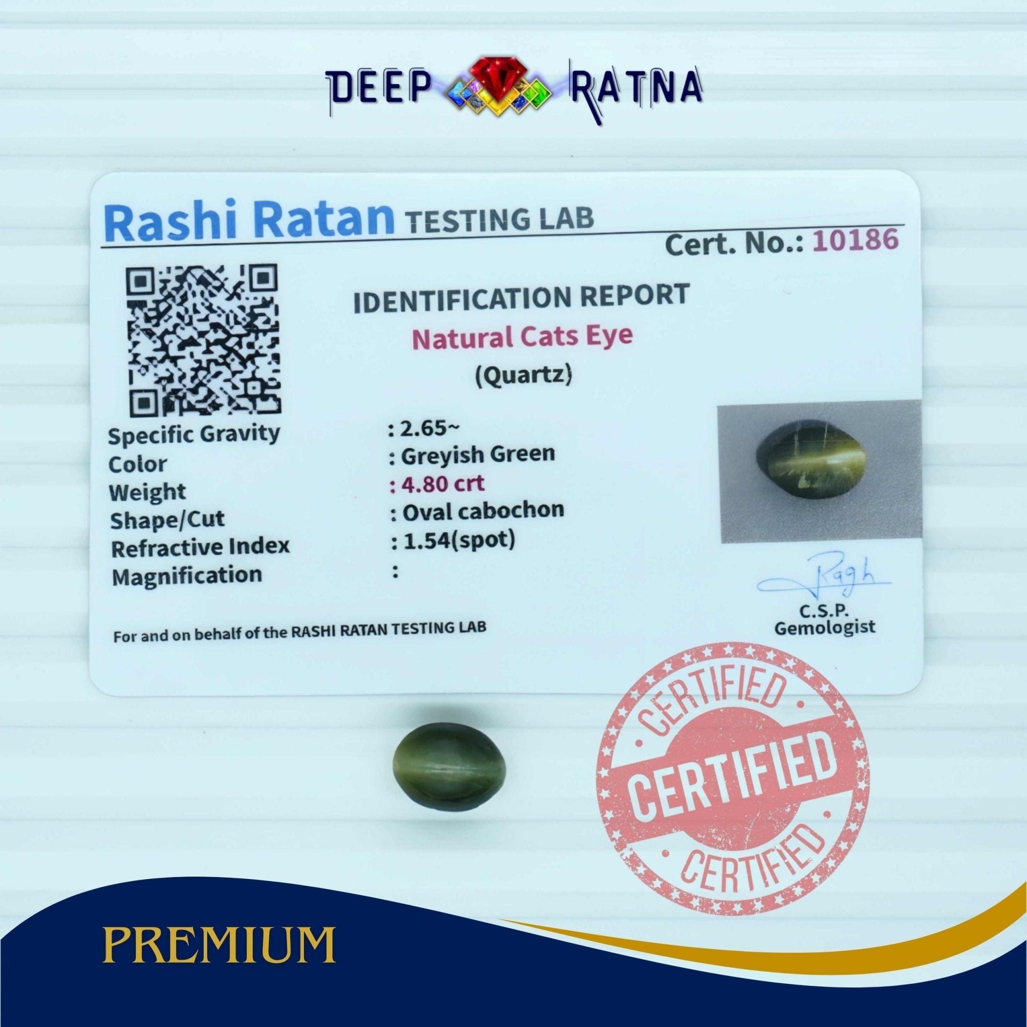 Cats Eye 4.8 Carat (Indian) - Deep Ratna
