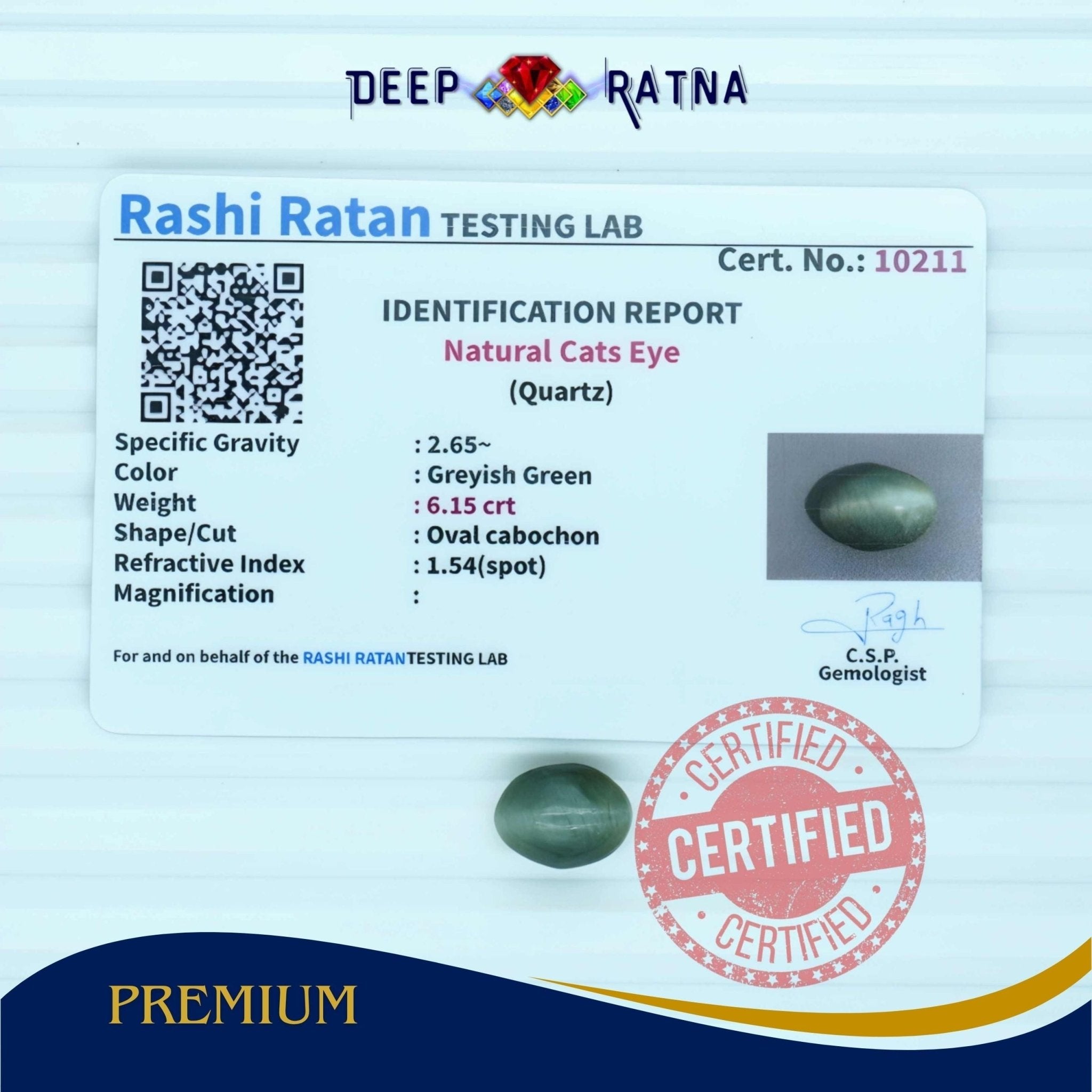 Cats Eye 6.15 Carat (Indian) - Deep Ratna