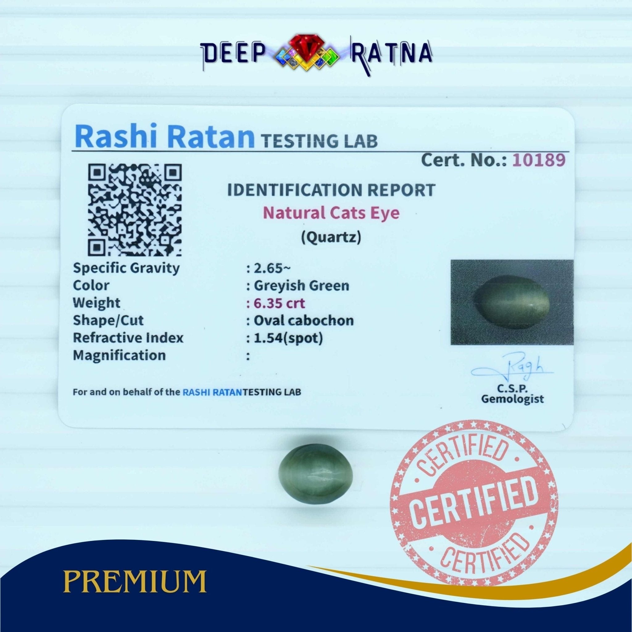 Cats Eye 6.35 Carat (Indian) - Deep Ratna