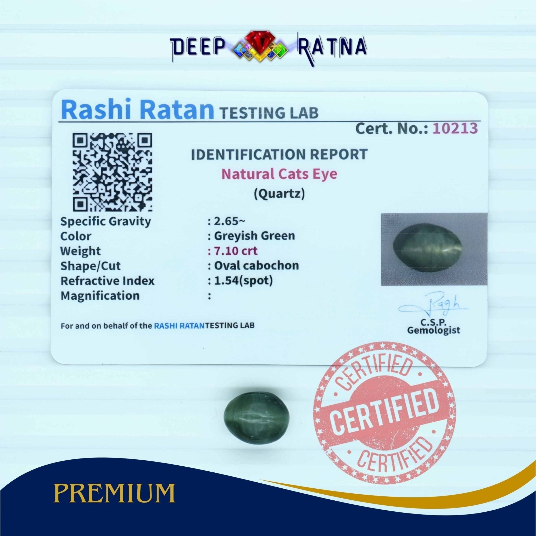 Cats Eye 7.10 Carat (Indian) - Deep Ratna