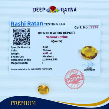 Citrine 4.01 Carat (Brazil) - Deep Ratna