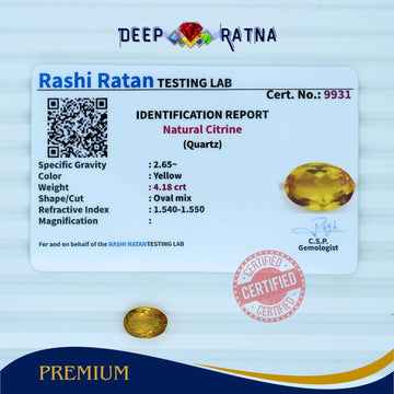 Citrine 4.18 Carat (Brazil) - Deep Ratna