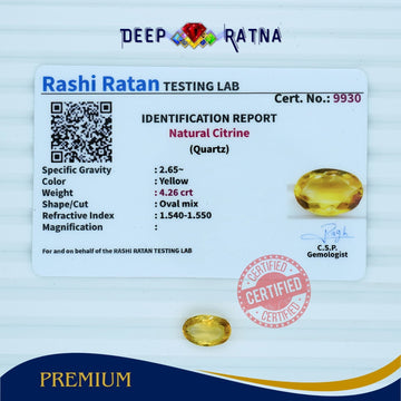 Citrine 4.26 Carat (Brazil) - Deep Ratna