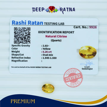 Citrine 5.26 Carat (Brazil) - Deep Ratna