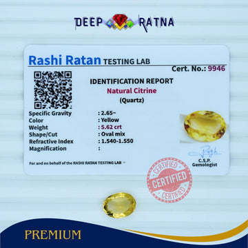 Citrine 5.62 Carat (Brazil) - Deep Ratna