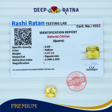 Citrine 5.97 Carat (Brazil) - Deep Ratna