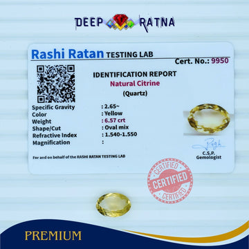 Citrine 6.57 Carat (Brazil) - Deep Ratna