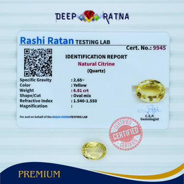 Citrine 6.81 Carat (Brazil) - Deep Ratna