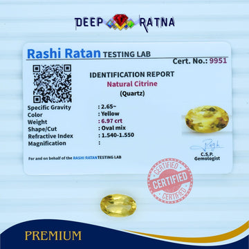 Citrine 6.97 Carat (Brazil) - Deep Ratna