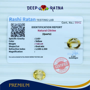 Citrine 7.82 Carat (Brazil) - Deep Ratna