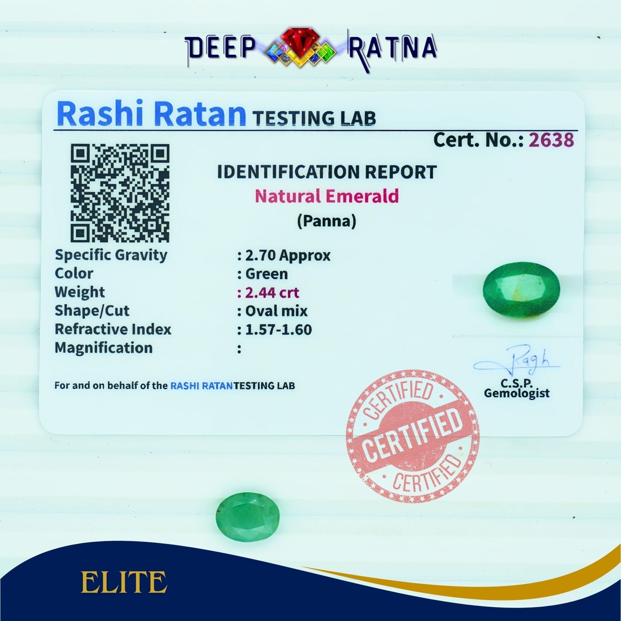 Emerald 2.44 Carat (Zambia) - Deep Ratna