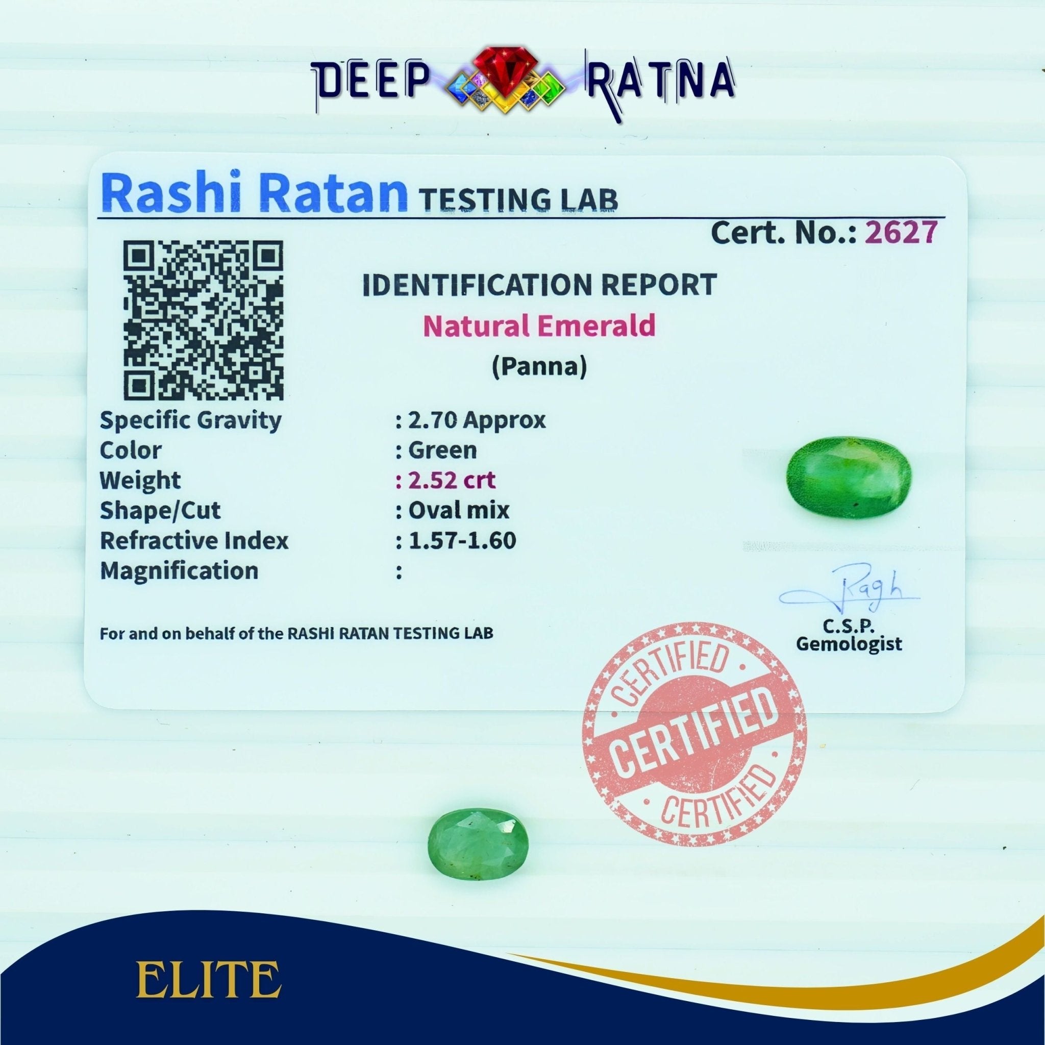 Emerald 2.52 Carat (Zambia) - Deep Ratna