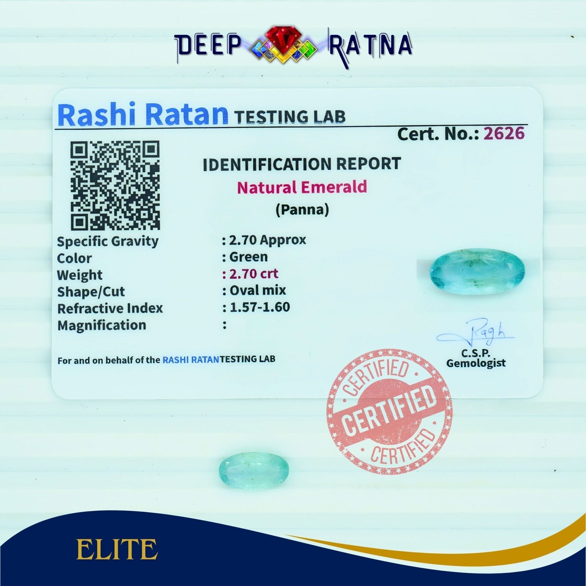 Emerald 2.70 Carat (Zambia) - Deep Ratna