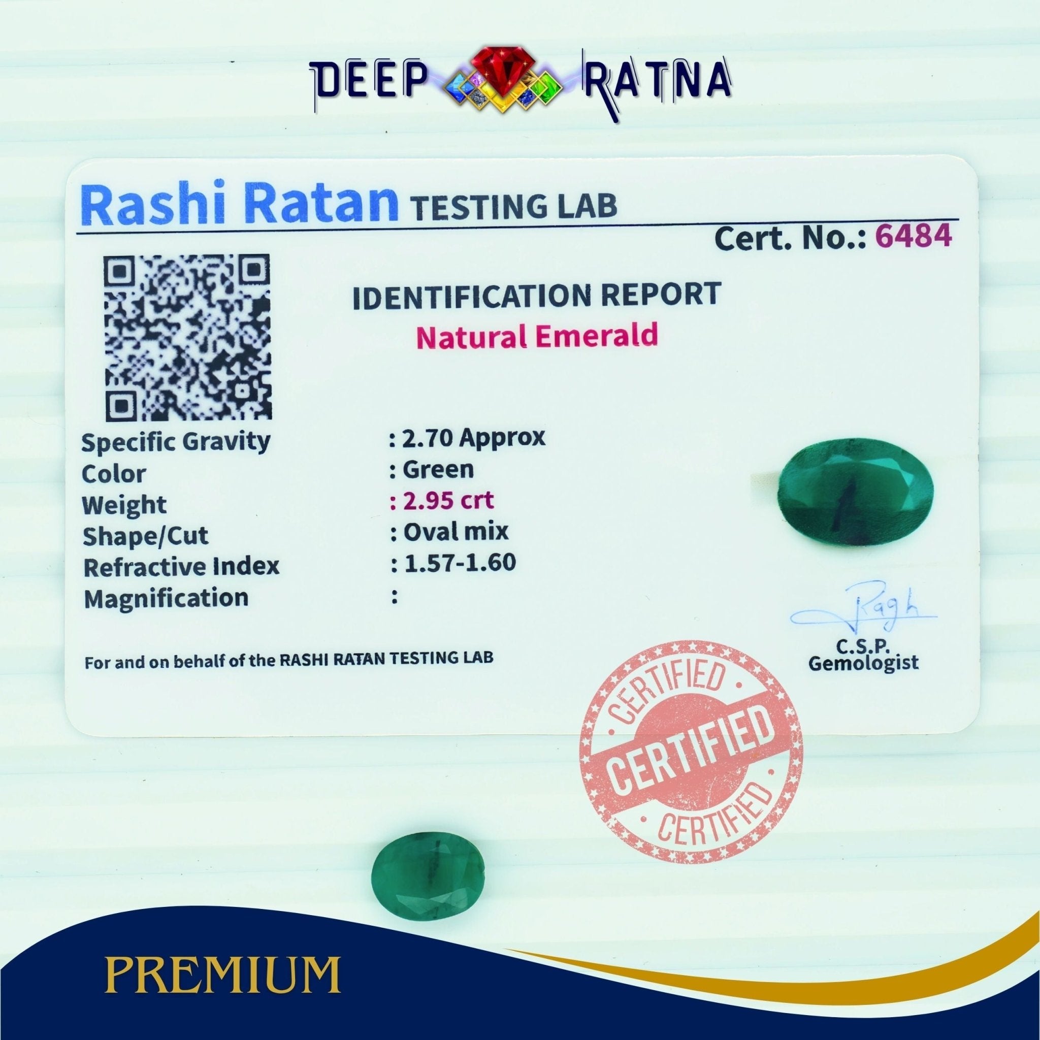 Emerald 2.95 Carat (Brazil) - Deep Ratna