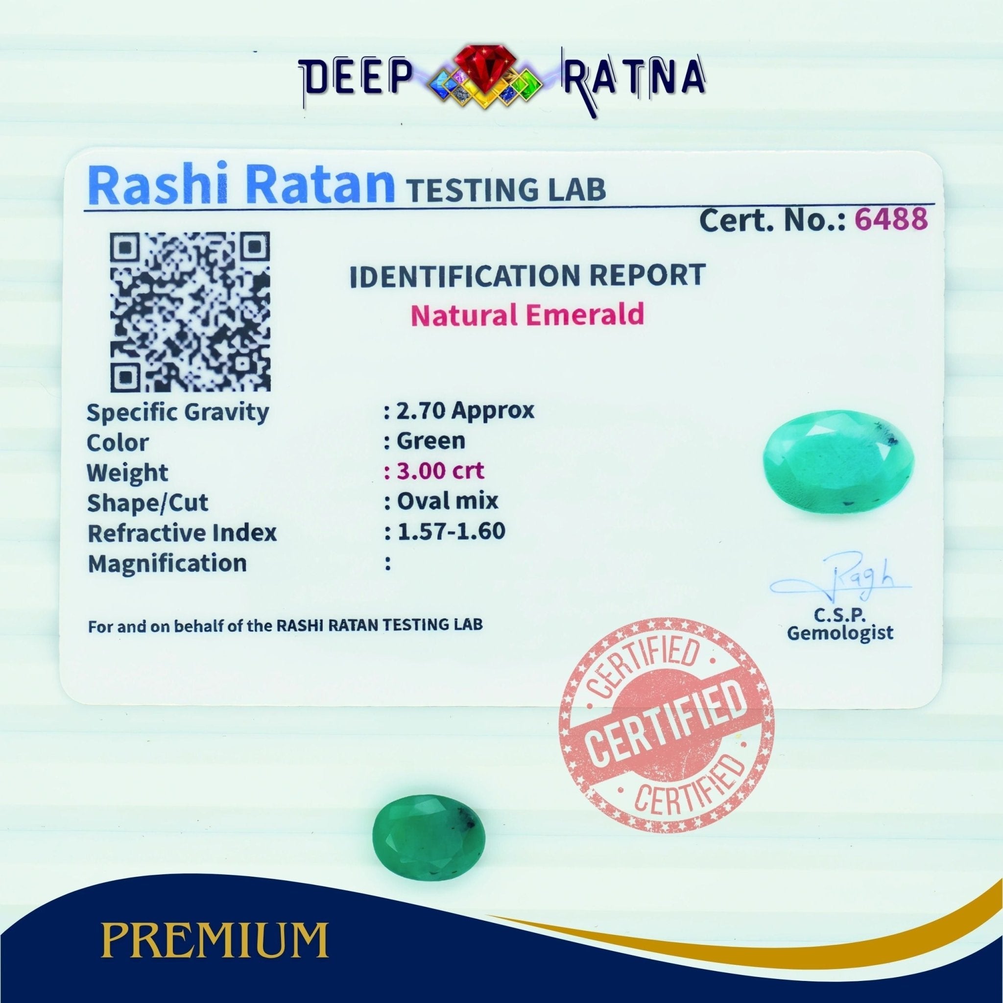 Emerald 3 Carat (Brazil) - Deep Ratna